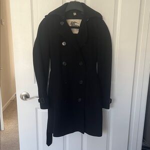 Authentic Burberry Wool and Cashmere Black Trench Coat